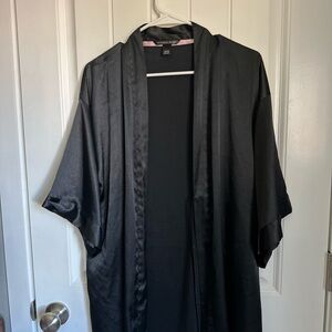 Black Satin Kimono Robe